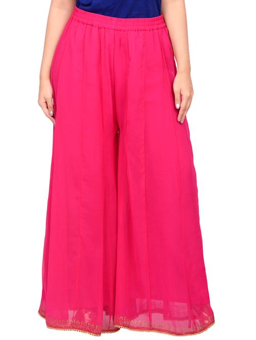 pink georgette flared palazzo - 14678986 - Very Small Image - 1