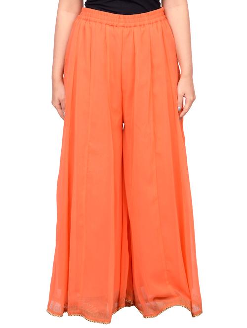 orange georgette flared palazzo - 14678987 - Very Small Image - 1