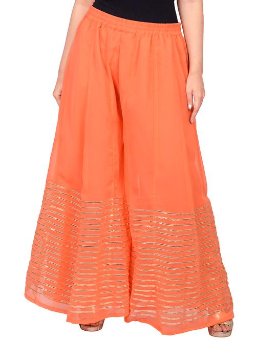 orange georgette flared palazzo - 14678990 - Very Small Image - 1
