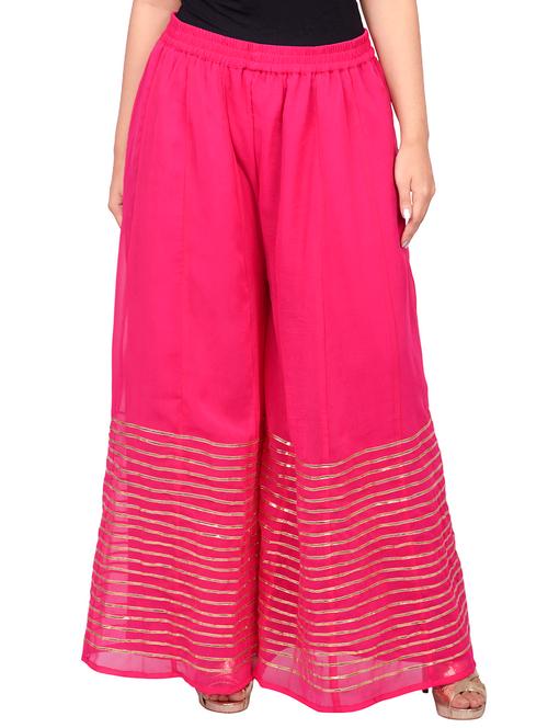 pink georgette flared palazzo - 14678993 - Very Small Image - 1