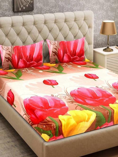 polycotton double bedsheet with 2 pillow covers - 14680100 - Very Small Image - 1