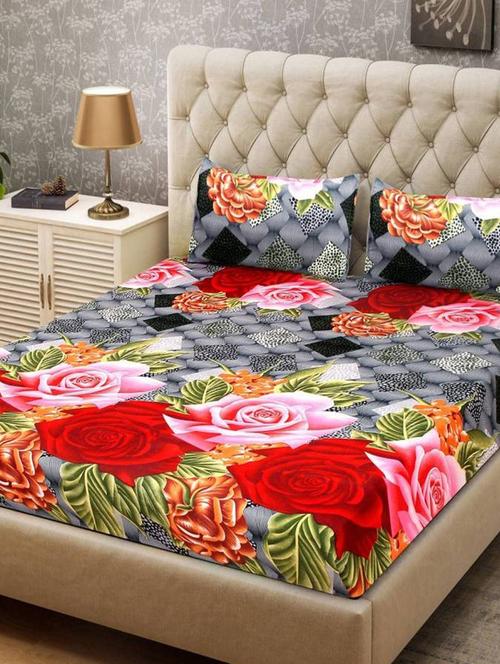 floral double bedsheet with 2 pillow covers - 14680105 - Very Small Image - 1