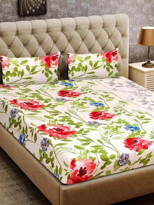 floral double bedsheet with 2 pillow covers - 14680106 - Very Small Image - 1