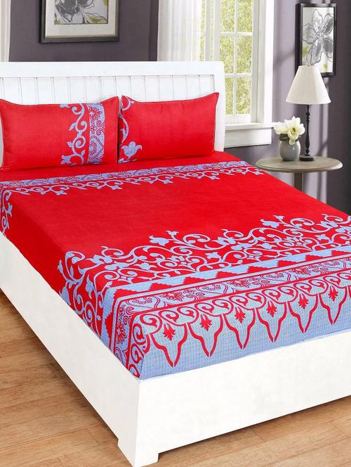 ethnic print double bedsheet with 2 pillow covers - 14680112 - Very Small Image - 1