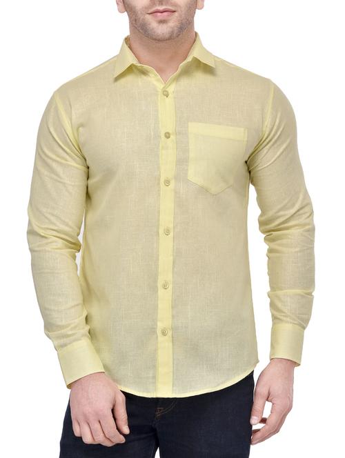 yellow cotton casual shirt - 14680791 - Very Small Image - 1