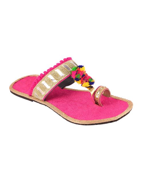 pink fabric ethnic kolhapuris - 14681031 - Very Small Image - 1