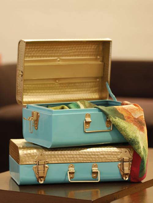 storage fun trunk turquoise & gold - 14681843 - Very Small Image - 1