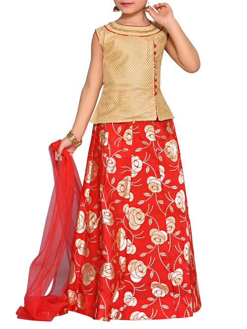 red silk blend lehnga choli - 14683535 - Very Small Image - 1