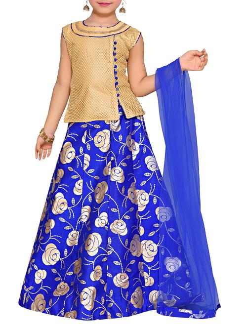 blue silk blend lehnga choli - 14683537 - Very Small Image - 1