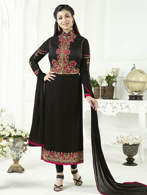 embroidered unstitched churidaar suit - 14683552 - Very Small Image - 1