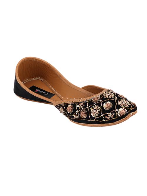 coral haze black embroidered leather jutti - 14697716 - Very Small Image - 1