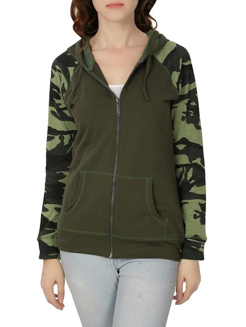 green cotton hooded sweatshirt - 14705364 - Very Small Image - 1