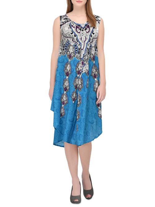 blue rayon flared kurta - 14705557 - Very Small Image - 1
