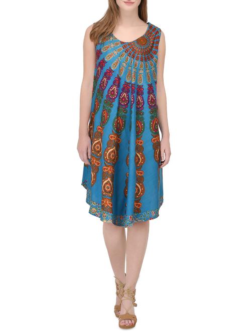 turquoise rayon a-line kurta - 14705558 - Very Small Image - 1