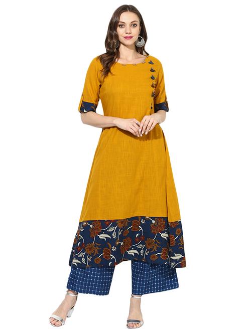 a-line kalamkari printed kurta - 14705563 - Very Small Image - 1