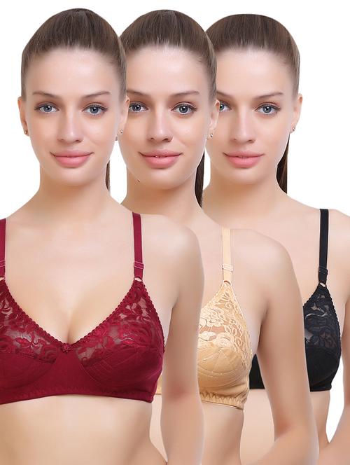 set of 3 floral patch bra - 14705710 - Very Small Image - 1