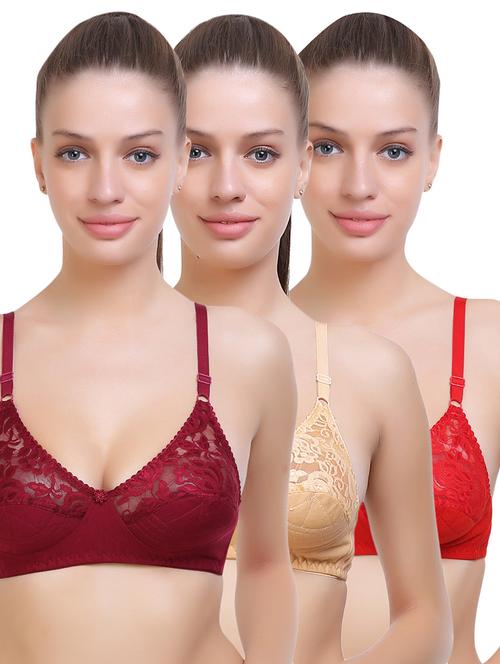 set of 3 floral patch bra - 14705711 - Very Small Image - 1