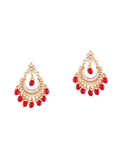 multi colored brass kundan earrings - 14712452 - Very Small Image - 1