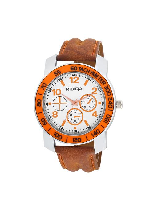 ridiqa analog round white dial black strap watch for men -rd-123 - 14712556 - Very Small Image - 1