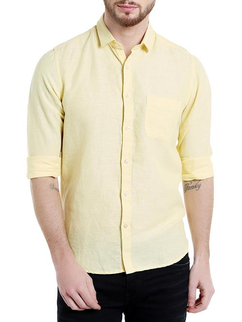 yellow cotton casual shirt - 14714224 - Very Small Image - 1