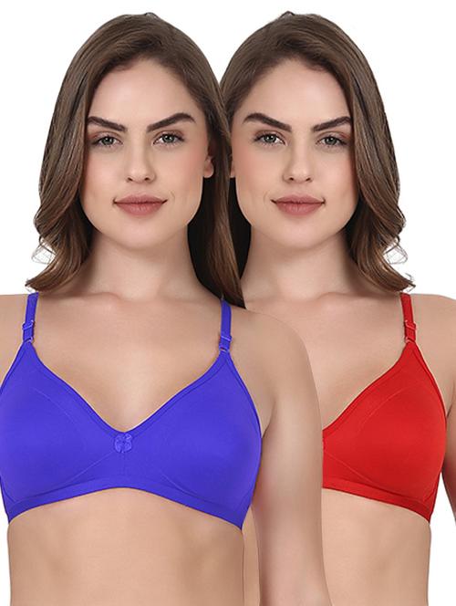 set of 2 multi colored cotton bra - 14714586 - Very Small Image - 1