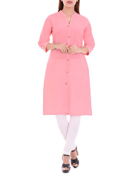 pink cotton straight kurta - 14717070 - Very Small Image - 1