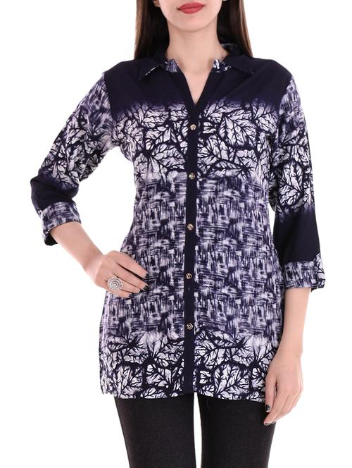 blue rayon aline kurti - 14717071 - Very Small Image - 1
