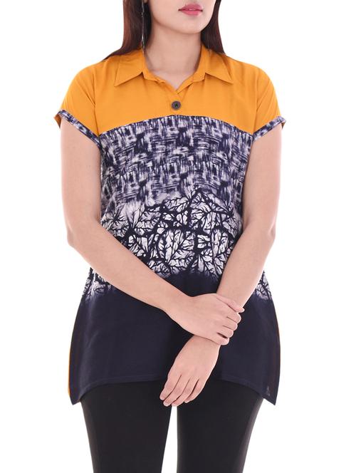 mustard rayon aline kurti - 14717077 - Very Small Image - 1