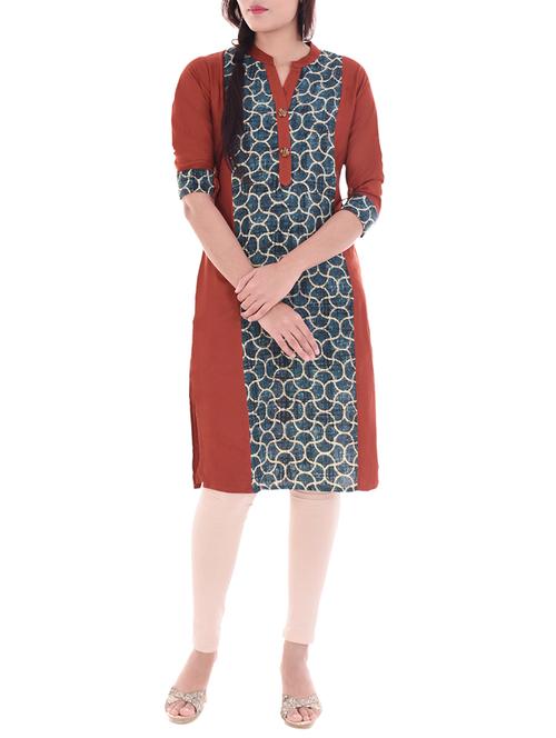 brown rayon straight kurta - 14717084 - Very Small Image - 1
