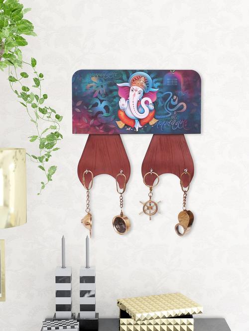 digital print ganesha on wooden frame key holder - 14717636 - Very Small Image - 1