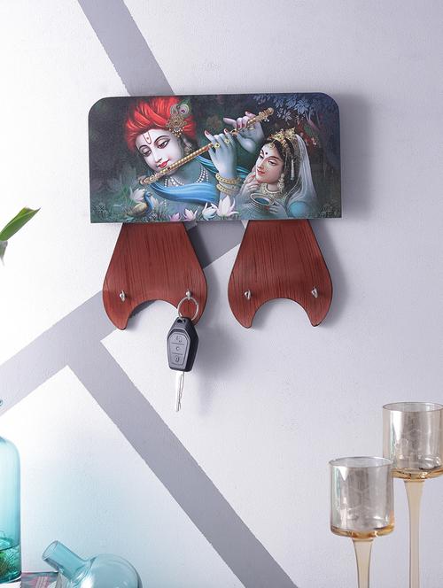 digital print radha krishna on wooden frame key holder - 14717641 - Very Small Image - 1