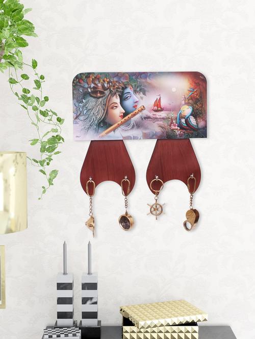 digital print radha krishna on wooden frame key holder - 14717642 - Very Small Image - 1
