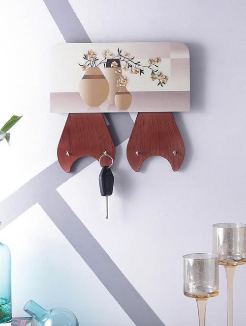 digital print flower pot on wooden frame key holder - 14717654 - Very Small Image - 1