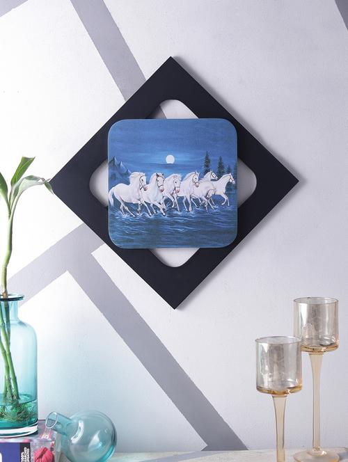 digital print white horses on wooden frame wall art - 14717685 - Very Small Image - 1