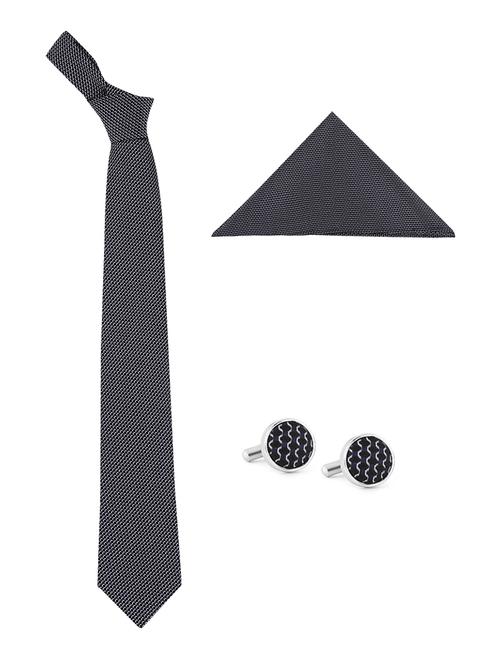 blue blended tie, handkerchief and cufflink - 14717749 - Very Small Image - 1