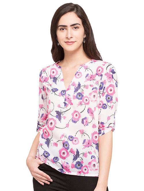 white floral printed top - 14719702 - Very Small Image - 1