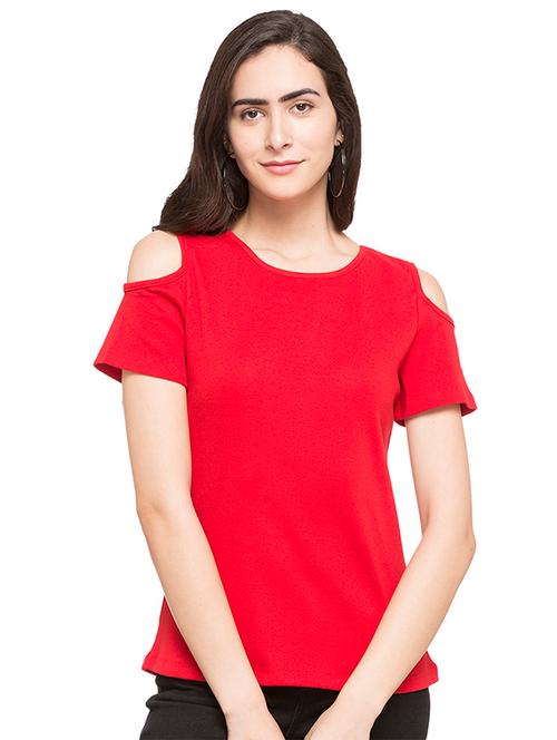 red cold shoulder top - 14719731 - Very Small Image - 1