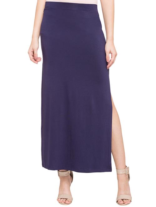 navy blue side slit skirt - 14719755 - Very Small Image - 1