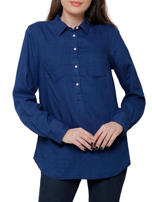 solid blue cotton tunic - 14719882 - Very Small Image - 1