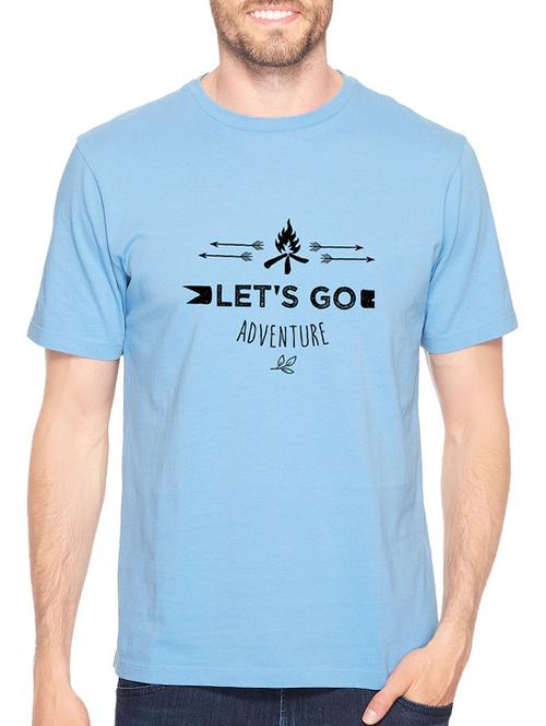 blue cotton chest print tshirt - 14720291 - Very Small Image - 1