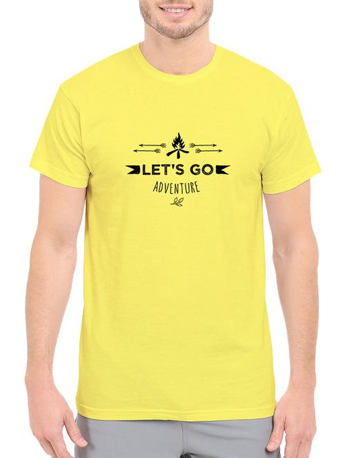 yellow cotton chest print tshirt - 14720292 - Very Small Image - 1