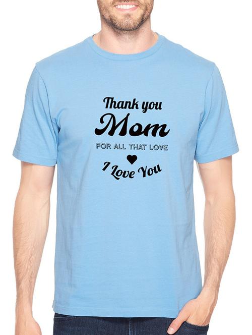 blue cotton chest print tshirt - 14720311 - Very Small Image - 1