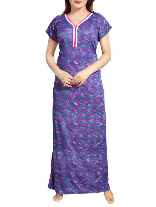 blue satin nightwear gown - 14721576 - Very Small Image - 1