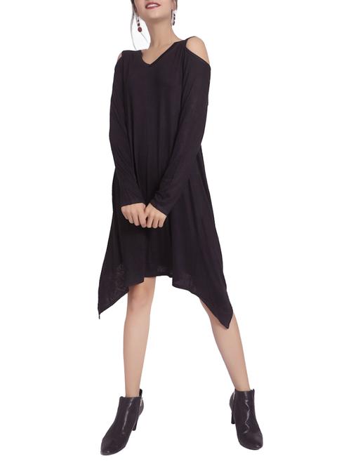 black cotton asymmetric dress - 14722400 - Very Small Image - 1