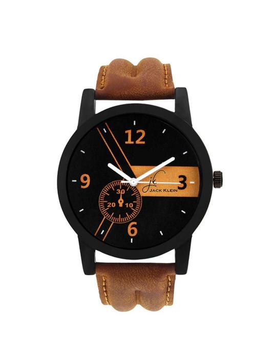 jack klein stylish black dial brown strap elegant analog watch for men - 14724170 - Very Small Image - 1
