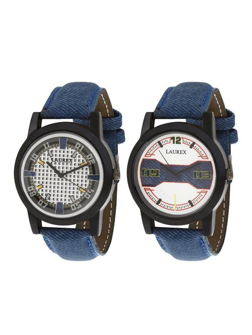 laurex analog round casual wear watches for men combo-lx-001-lx-004 - 14724671 - Very Small Image - 1