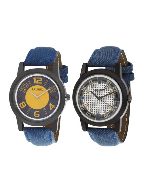 laurex analog round casual wear watches for men combo-lx-001-lx-005 - 14724672 - Very Small Image - 1