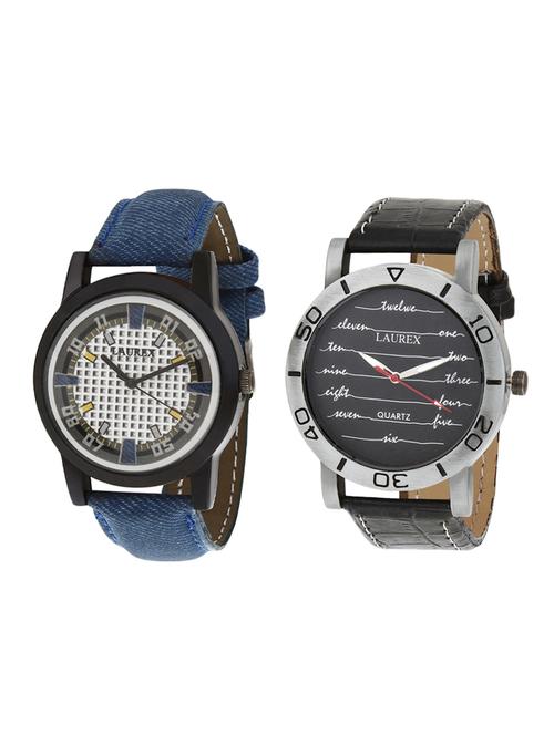 laurex analog round casual wear watches for men combo-lx-001-lx-012 - 14724679 - Very Small Image - 1