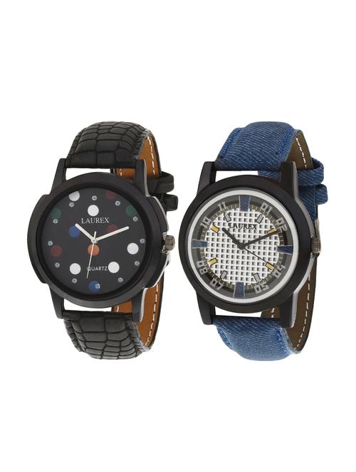 laurex analog round casual wear watches for men combo-lx-001-lx-017 - 14724684 - Very Small Image - 1