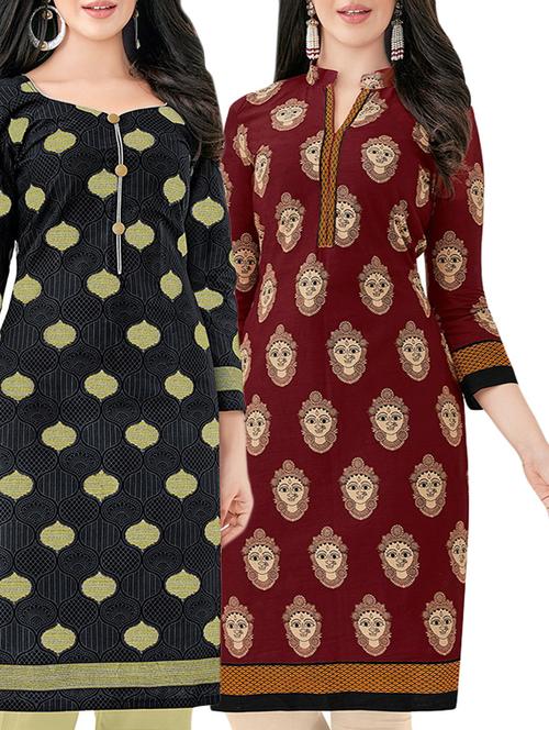 multi colored cotton combos kurta - 14726951 - Very Small Image - 1